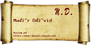 Maár Dávid névjegykártya